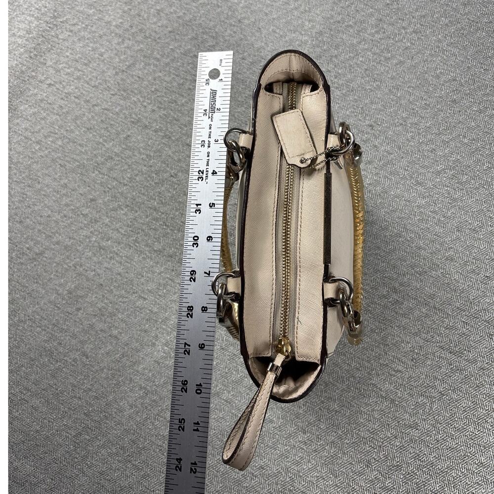 Coach Madison Saffiano Leather L1320-29001 Cream Mini Tote Gold Toned Handles - Picture 6 of 16